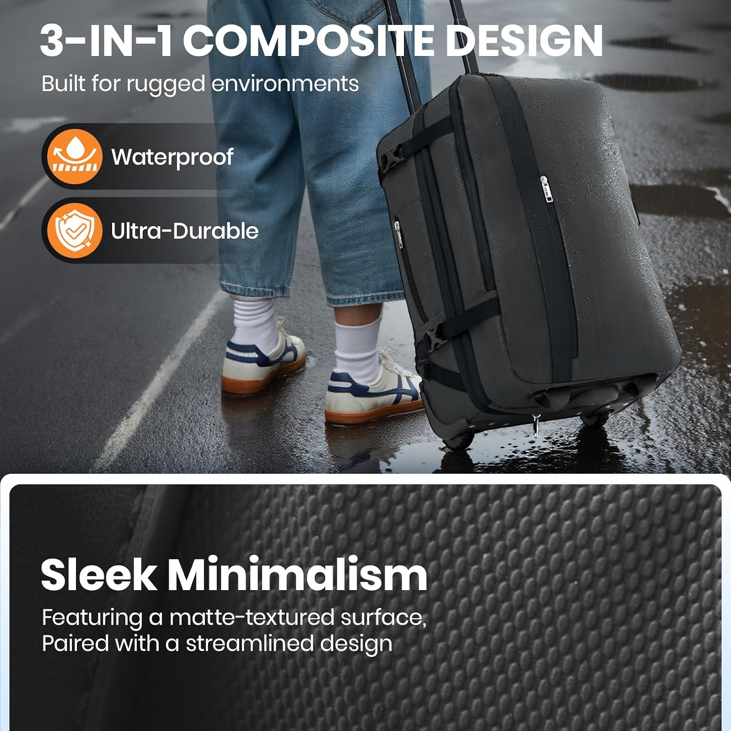 Fanwoli Vacuum Rolling Travel Backpack, Carry On Luggage with TSA Lock & Anti Theft Zipper, 70L Expandable Airbag Backpack with Compression Pump, Waterproof Laptop Bag Ideal for Flight & Business
