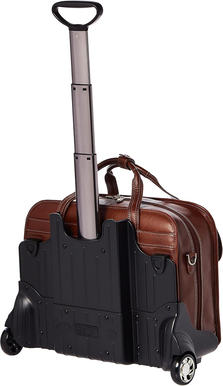 Siamod, VERNAZZA, CARUGETTO, Napa Cashmere Leather, 15' Leather Patented Detachable -Wheeled Laptop Briefcase, Cognac (45294), 18 L x 8 75 W x 14 5 H