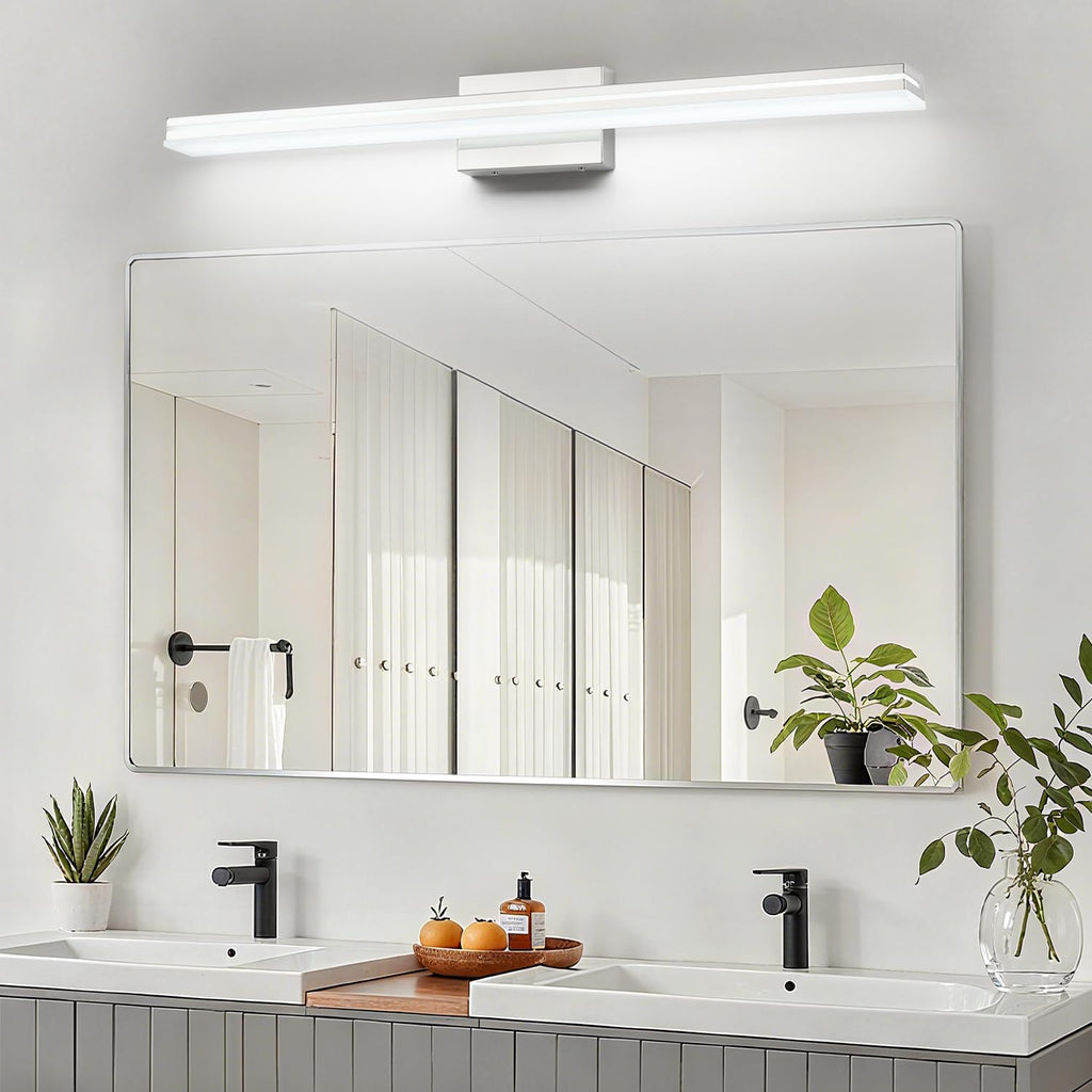 SineRise 40-Inch LED Modern Bathroom Vanity Light Bar, Chrome Modern Acrylic Bathroom Wall Lighting Fixtures Over Mirror (Cool White 6000K)