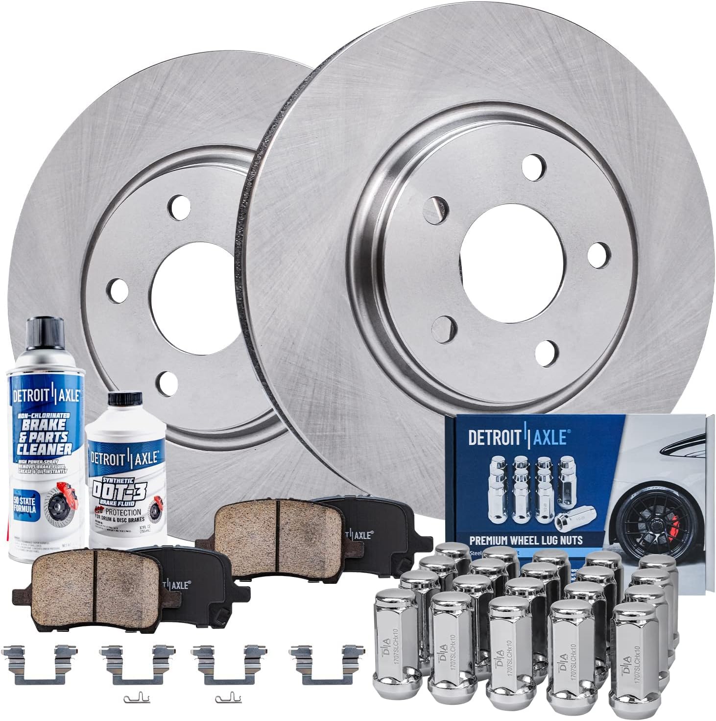 Detroit Axle - Front Brake Kit for Chevrolet Malibu Pontiac G6 Saturn Aura, Disc Brake Rotors Ceramic Brake Pads Wheel Lug Nuts Replacement: 11.65'' inch Front Rotors