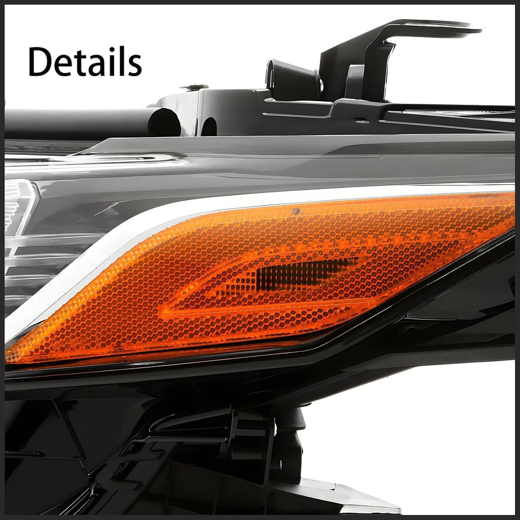 Left Driver Side LED Projector Headlights Assembly For 2018-2024 Toyota Camry L LE SE TRD Replacement Front bumper Headlamps OE Style Black Housing Clear Lens(LH)