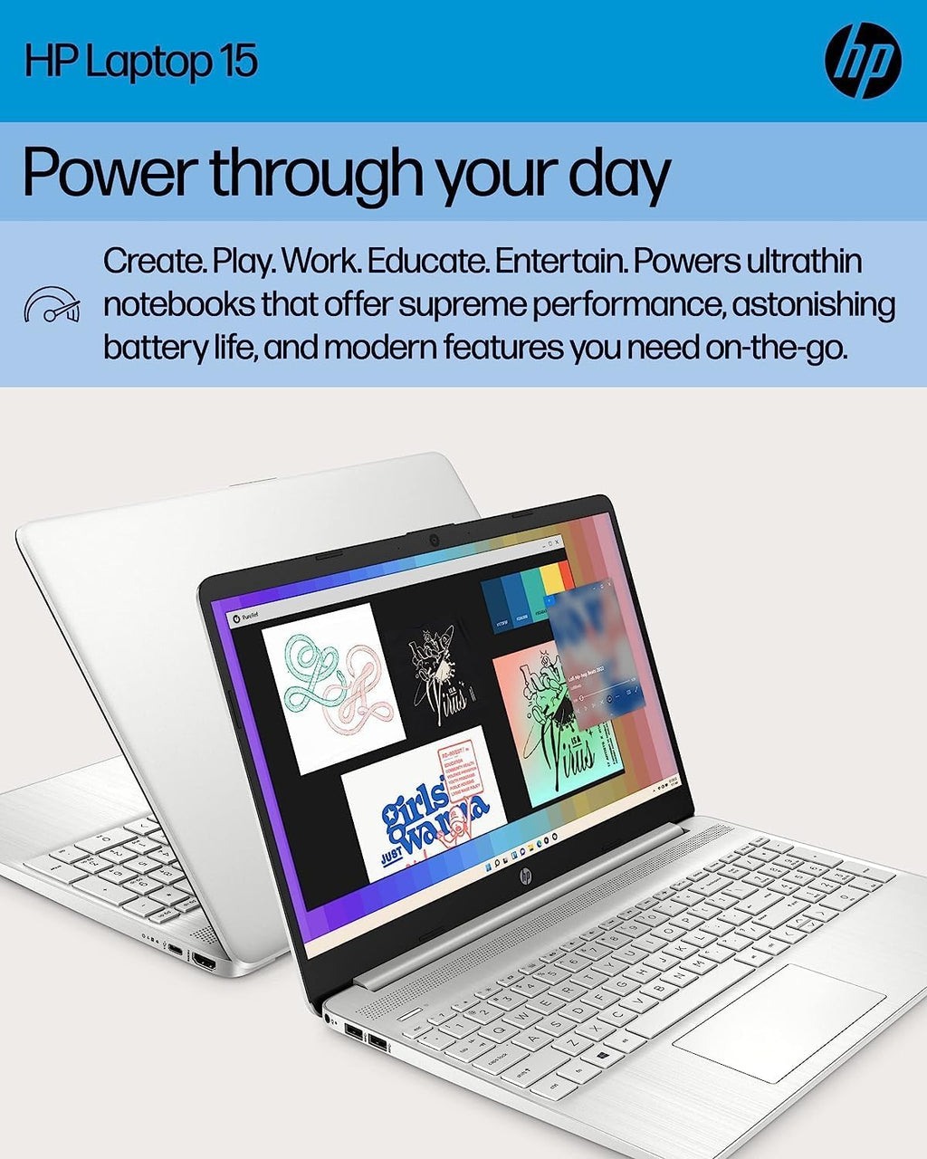 HP 2023 15.6' Laptop, AMD Ryzen 7 5700U (Beats i7-1265U), 16GB RAM, 1TB SSD, HD Micro-Edge Display, AMD Radeon Graphics, Thin & Portable, Wi-Fi 6, Bluetooth, Windows 11 Home, Natural Silver