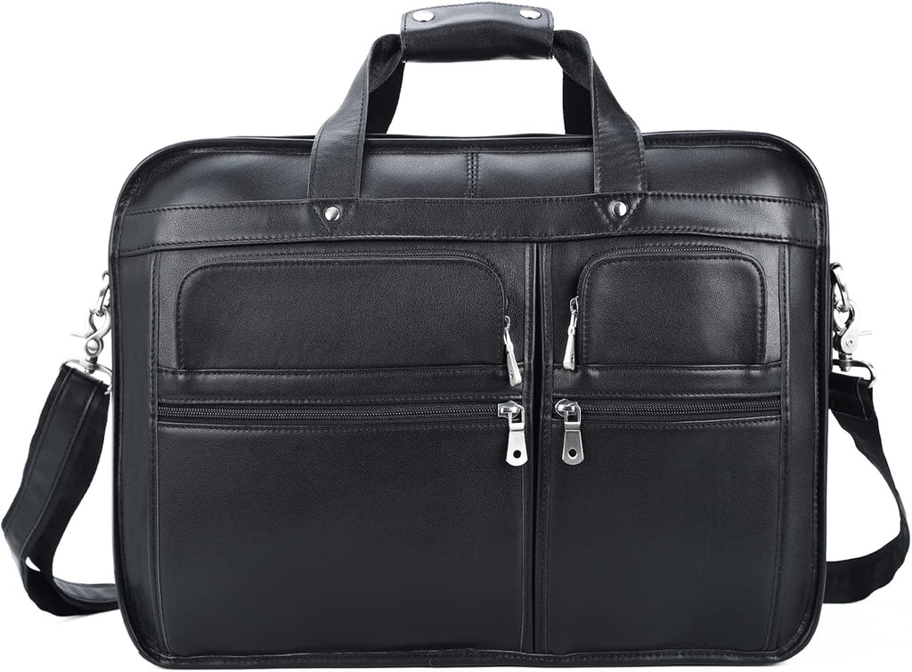 Polare 18.5' Full Grain Leather Laptop Briefcase Messenger Bag Tote For Men Large Fits 17.3' Laptop