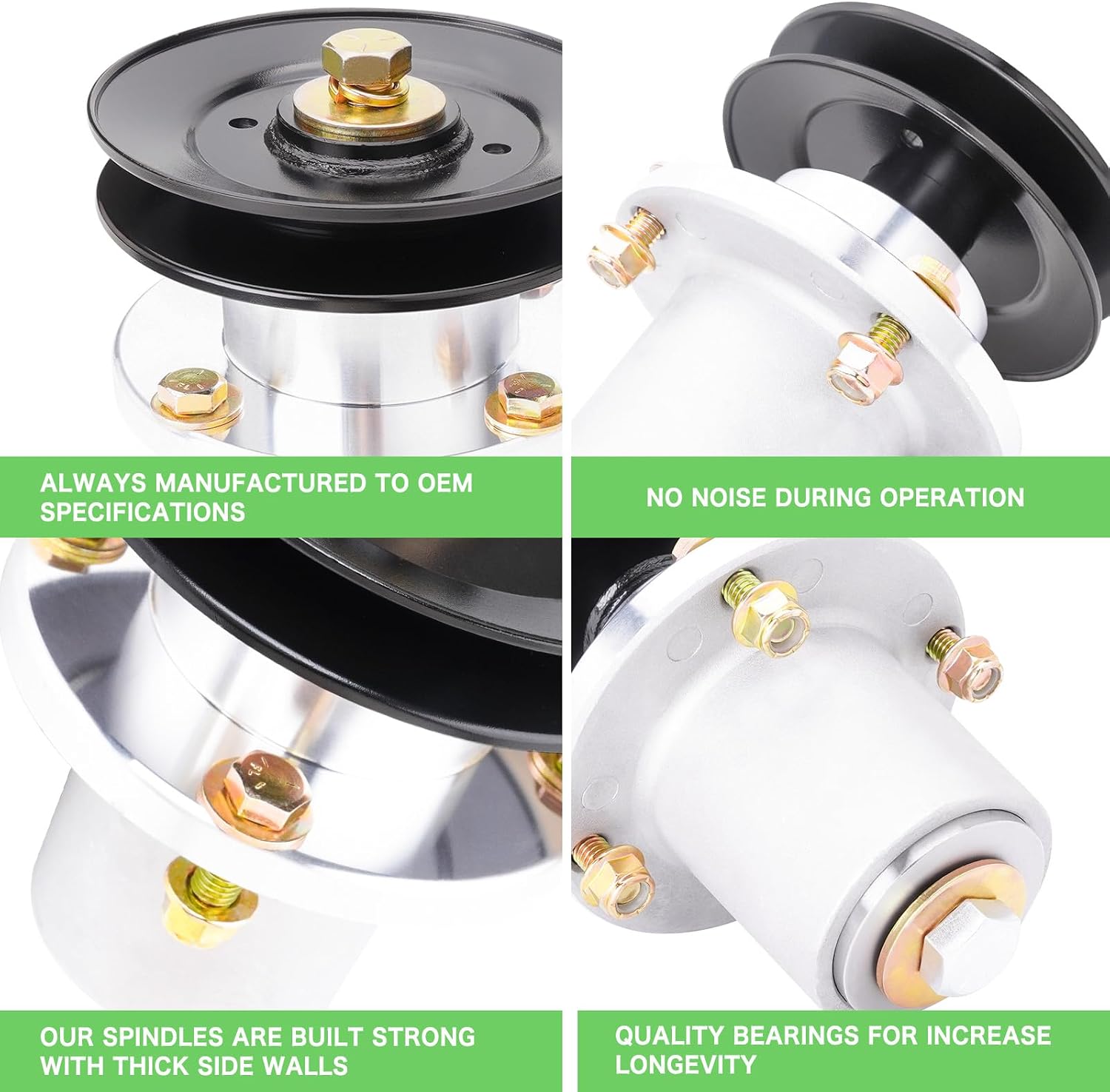 Spindle Assembly 037-2000-00 037-2050-00 with 033-4890-00 Pulley Fit for Bad Boy MZ & MZ Magnum 54' Deck, Bad Boy ZT Avenger 54' Deck Lawn Mower (3 Pack)