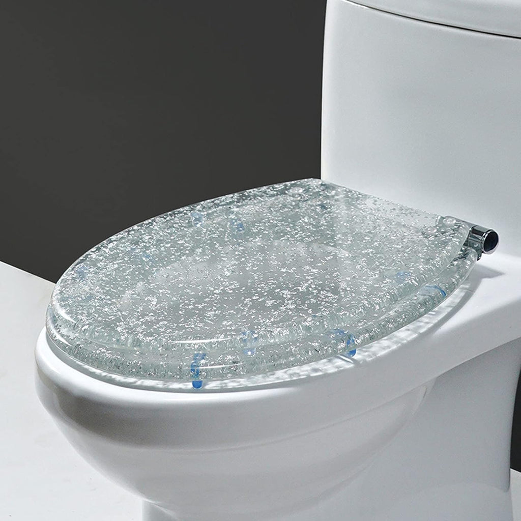 Resin Toilet Seat, Toilet Seats For Standard Toilets, With Slow Close Stainless Steel Hinges, Top Fixing Toilet Seat/Silver,Silver,Silver