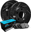 R1 Concepts Rear Brake Kit Fits 2015-2021 Volkswagen Golf; 2015-2018 Volkswagen GTI; 2015-2022 Volkswagen Passat| Ceramic Brake Pads and Drilled Slotted Brake Rotors| 10.7' Rear