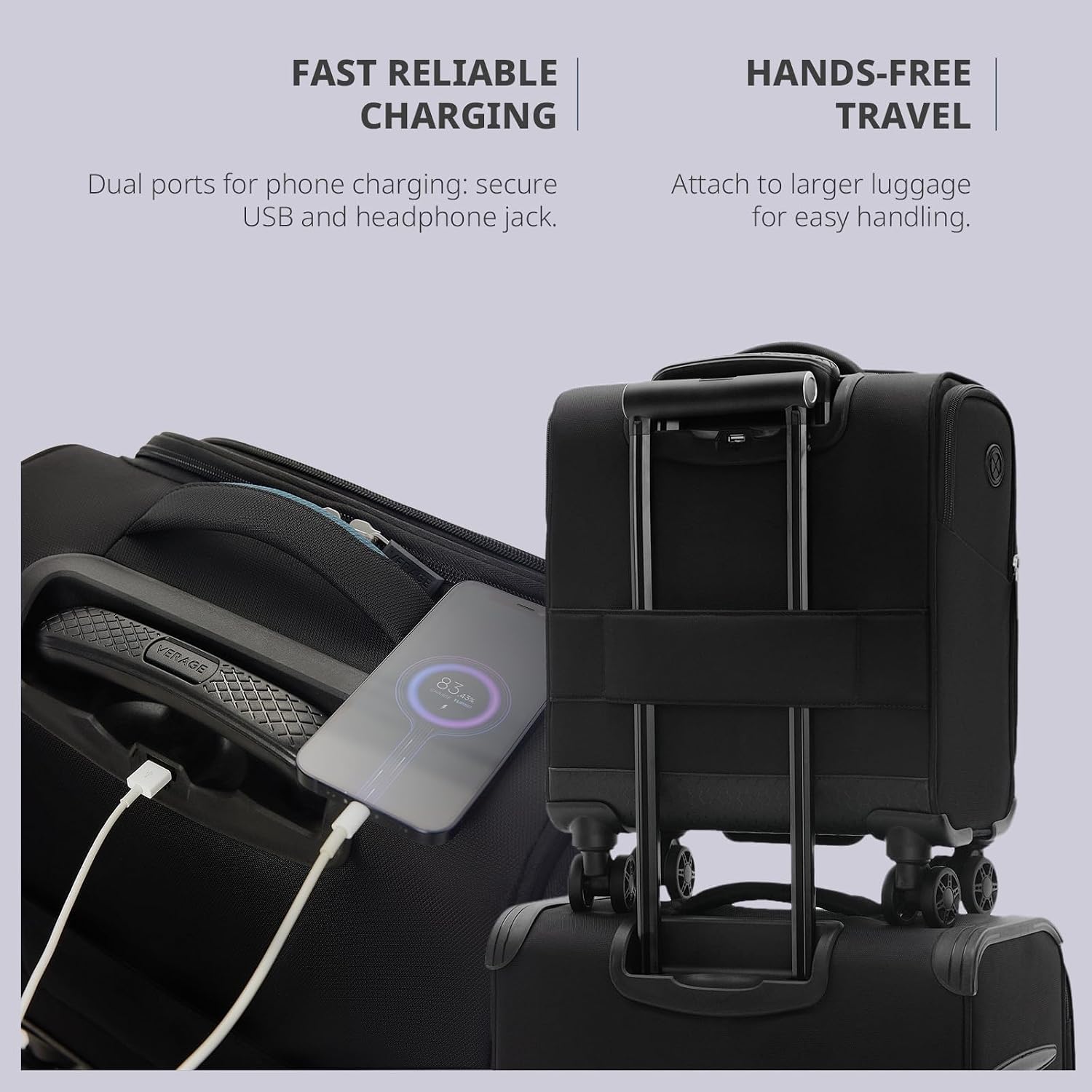 Verage Carry On Underseat Luggage with Wheels & USB Port, 14 Inch Wheeled Spinner Bag Carry-on Luggages for Airlines, Lightweight Suitcase Men Women, Pilots and Crew(14-Inch Compact Underseat Pro)