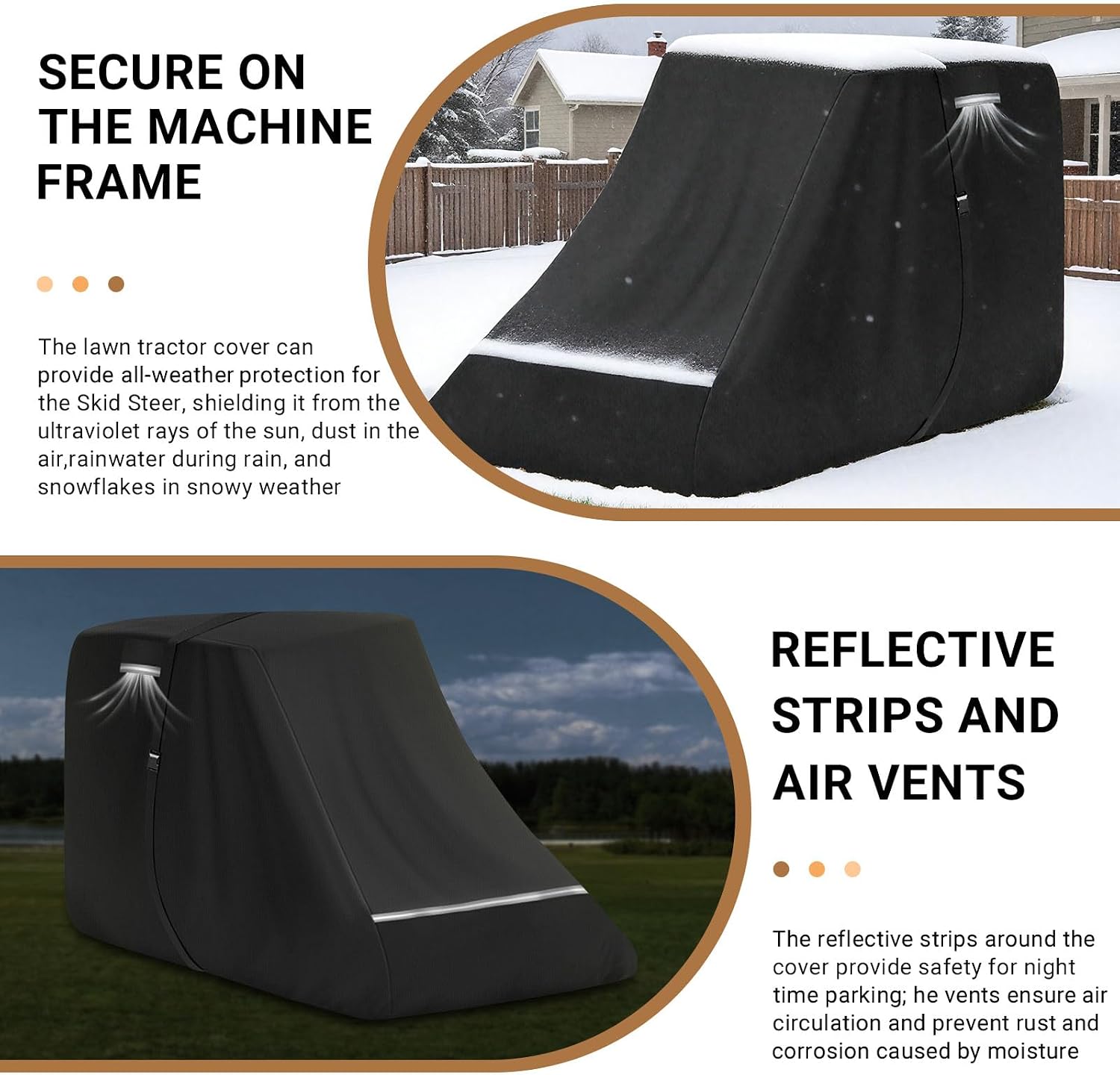 900D Skid Steer Cover Waterproof Heavy Duty, Windproof UV Protection Track Loader Cover Compatible with Bobcat, John Deere, Kubota, Caterpillar, Case, New Holland, JCB, 148 * 75 * 80 inch