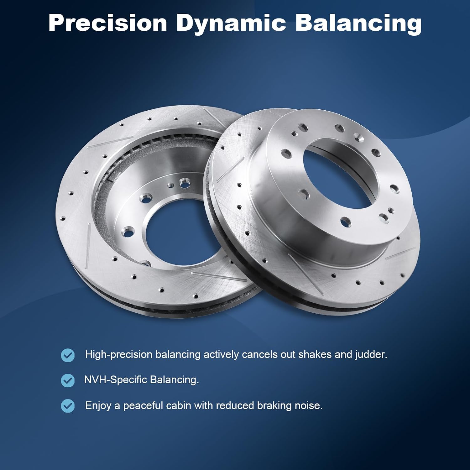 Front Drilled and Slotted Disc Brake Rotors Fit for Chevy 2011-2021 Silverado 2500HD/3500HD, 2017-2019 Suburban 2500, 2016-2019 Suburban 3500HD; for GMC 2011-2020 Sierra 2500HD/3500HD #55191