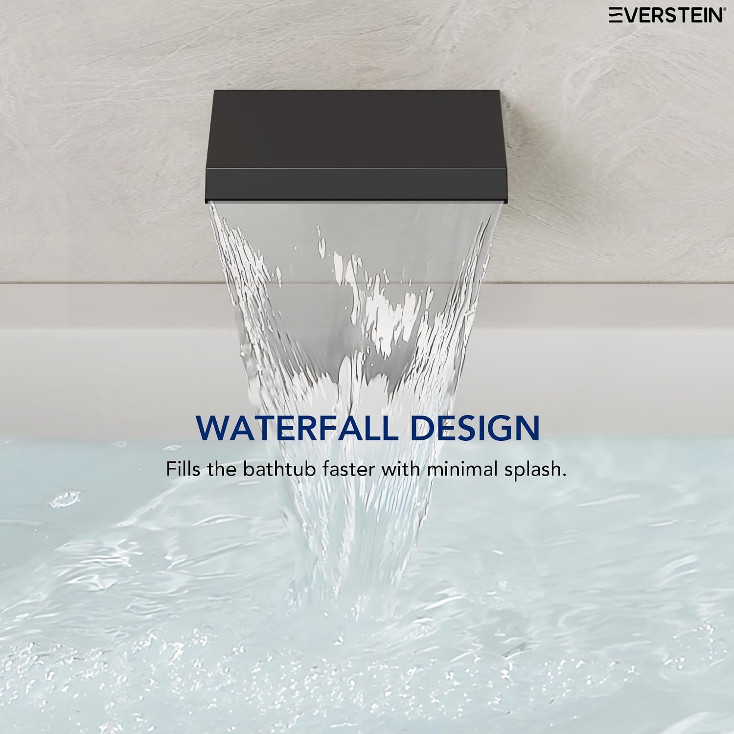 Wall Mounted Waterfall Bathtub Shower Faucet Set, 3 Handle Bathroom Shower Fixtures Set Combo with Tub Spout & Handheld Spray, Matte Black