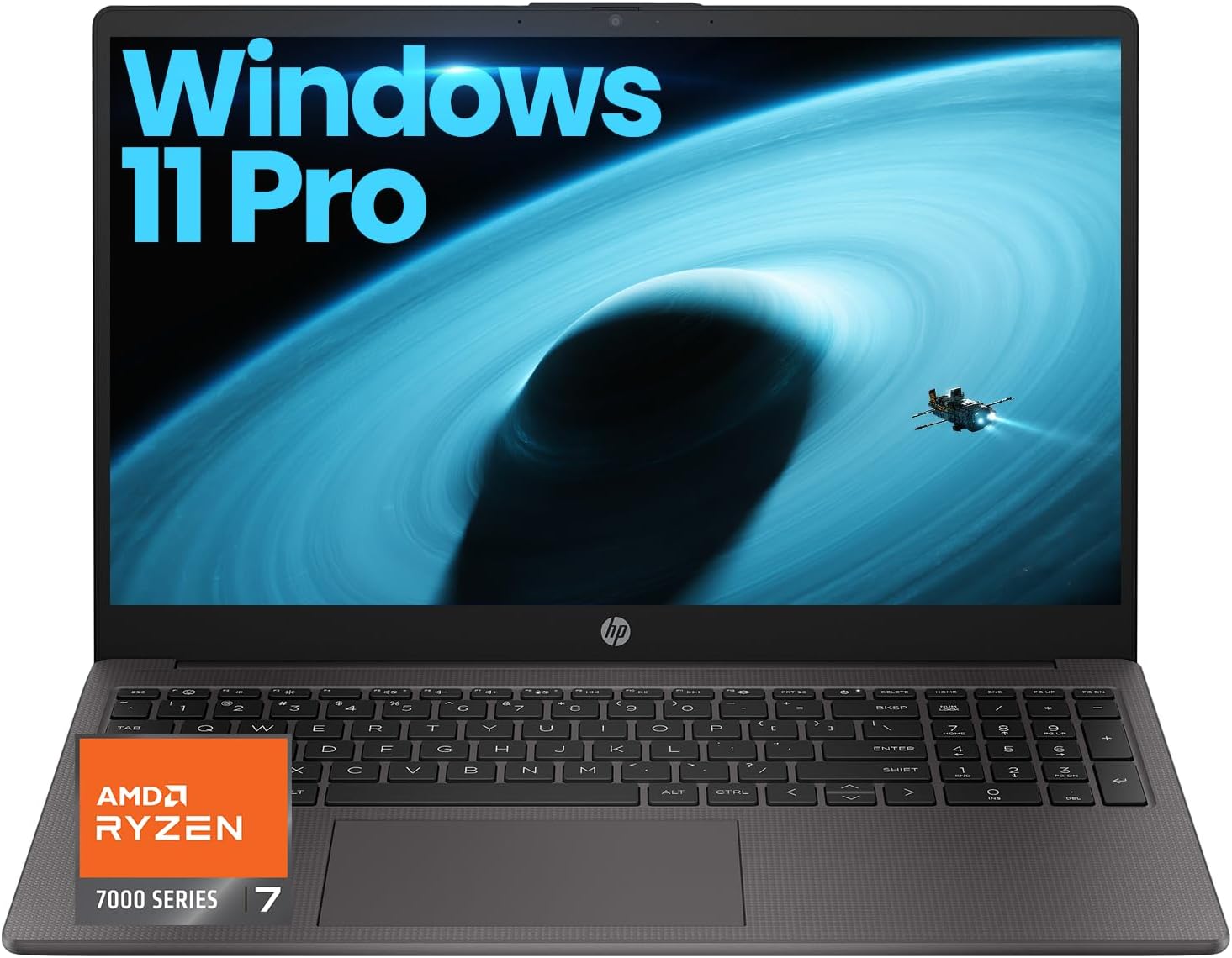 HP 255 G10 Business and Study Laptop 2026 Updated, 15.6' FHD, AMD Ryzen 7 7730U (16GB RAM | 512GB SSD), Numeric Keypad, Webcam, Windows 11 Pro+ Copilot AI with Patented Laptop KB Kit