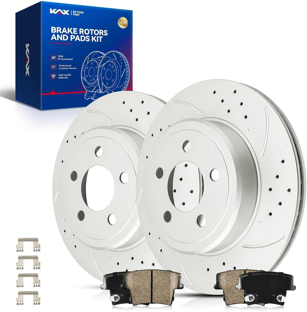 KAX Rear Brake Kit for Chrysler 300 2005-2020, Dodge Charger 2006-2020, Challenger 2009-2020, Magnum 2005-2008, 12.6inch Brake Rotors Pads Kit, #53024+D1057 Rear Brakes