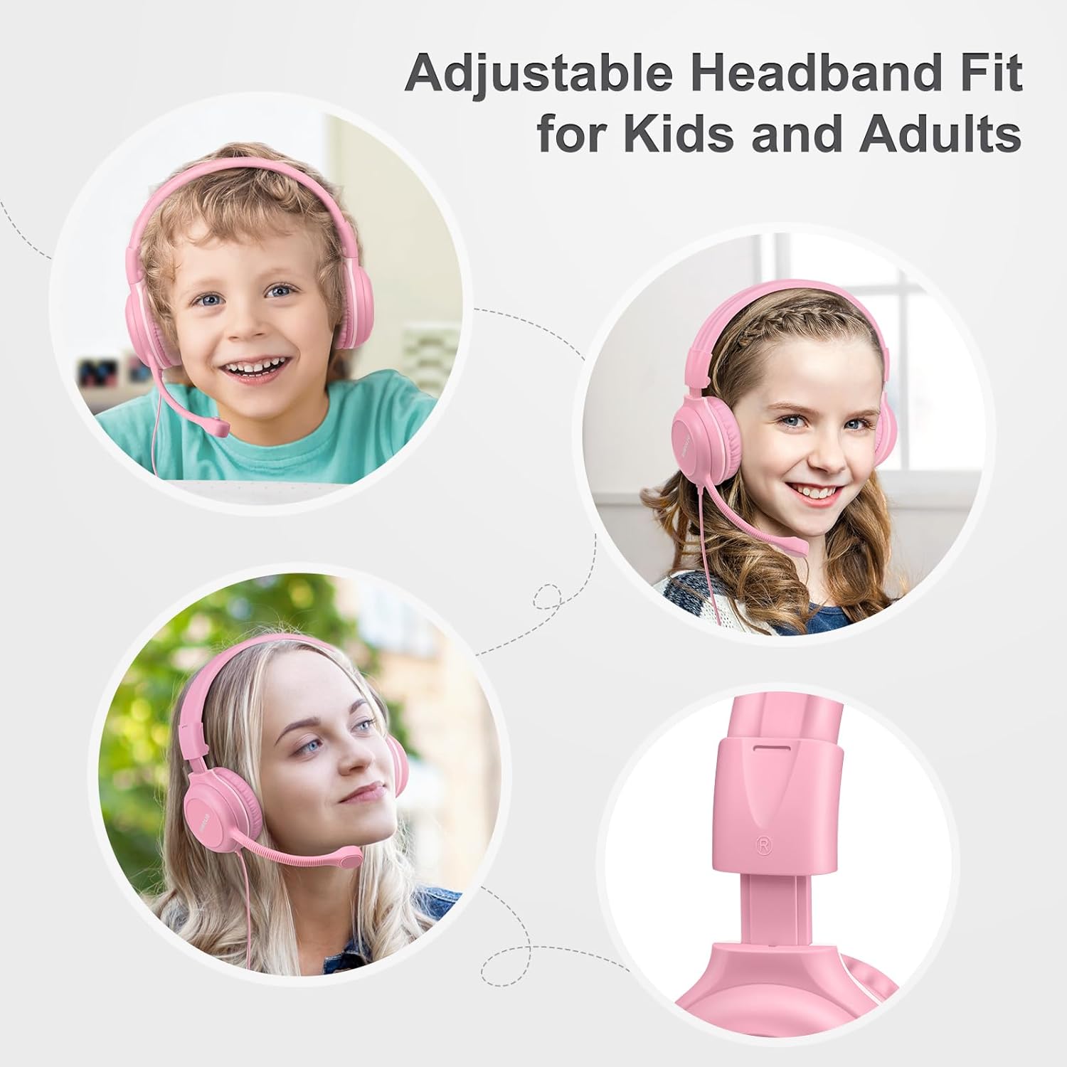 SIMOLIO Kids Headphones, Wired Kids Headset with Mic & Volume Limiter and AuraCast Wireless Headphones, Foldable, Durable, Comfortable for Girls/Boys School, Travel, Online Learning