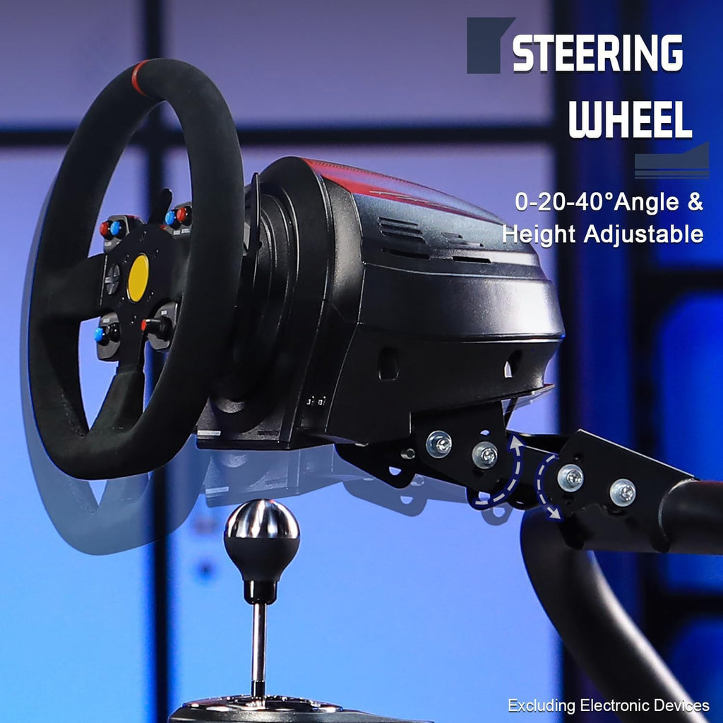 Marada 50mm Stable Round Tube Sim Racing Rig Racing Simulator Cockpit with Red Seat Fit for Logitech G29 G920 G923, for Thrustmaster T300RS, for Fanatec, for Moza, No Steering Wheel, Pedal, Handbrake
