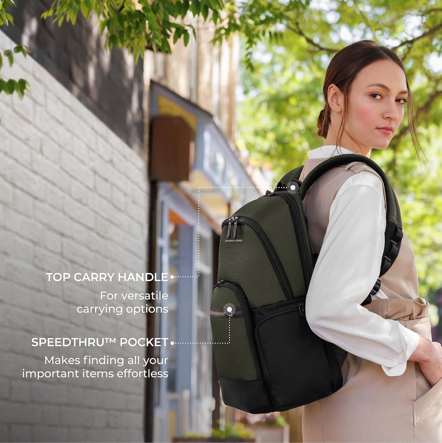 Briggs & Riley Medium Cargo Backpack - Carry On Travel Backpack for Women & Men, Personal Item Bag, Self-Repairing Zippers, Padded Straps, Fits up to 15.6' Laptop - HTA Collection, Black