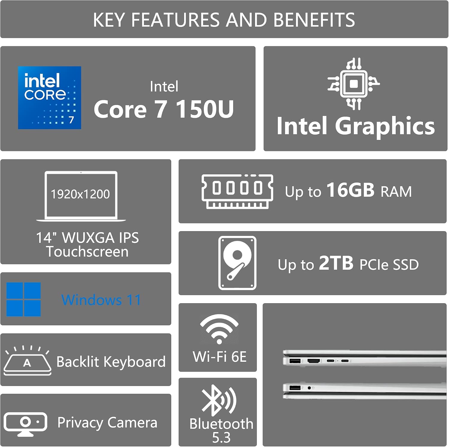HP OmniBook 5 Flip 2-in-1 Laptop | 14' WUXGA IPS Touchscreen | 10-Core Intel Core 7 150U | 16GB DDR5 2TB SSD | Backlit Keyboard Wi-Fi6E 5MP IR Privacy Camera Win 11 Pro w/DLCA Accessory