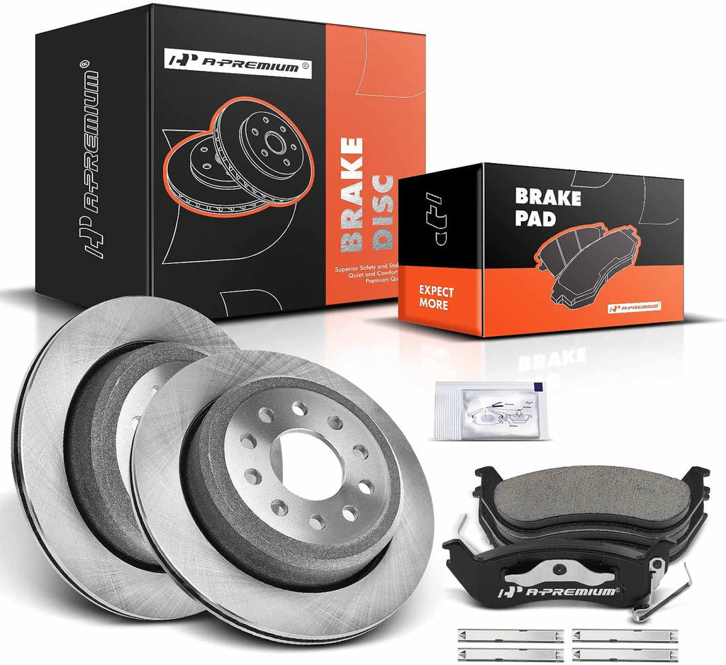 A-Premium 12.44 inch(316 mm) Rear Vented Disc Brake Rotors + Ceramic Pads Kit Compatible with Select Lincoln Models - Town Car 2003-2011, 6-PC Set