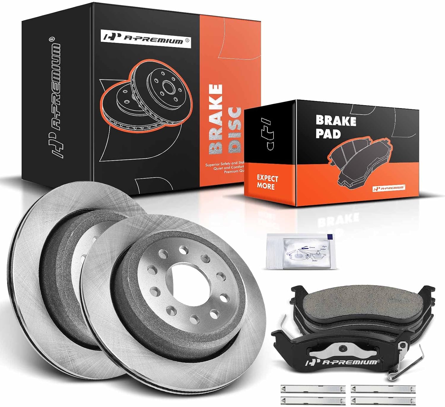 A-Premium 12.44 inch(316 mm) Rear Vented Disc Brake Rotors + Ceramic Pads Kit Compatible with Select Lincoln Models - Town Car 2003-2011, 6-PC Set