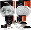 A-Premium Front and Rear Drilled and Slotted Disc Brake Rotors + Ceramic Pads Kit Compatible with Select Chevy, GMC & Cadillac Models - Silverado 1500, Tahoe, Sierra 1500, Yukon, Escalade, 12-PC Set
