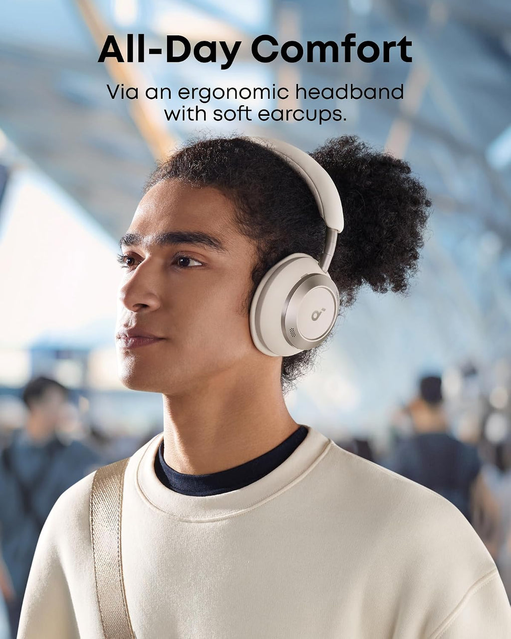 Soundcore Space One Pro by Anker, Adaptive Active Noise Cancelling Headphones Driven by 6 Mics, Super Foldable Design, 60H Lossless Audio, Ultra-Fast Charging, Hi-Res Wireless Audio(Renewed)