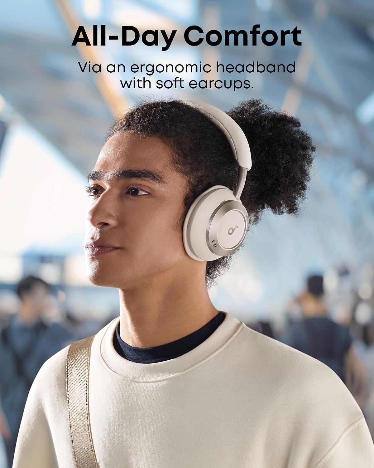 Soundcore Space One Pro by Anker, Adaptive Active Noise Cancelling Headphones Driven by 6 Mics, Super Foldable Design, 60H Lossless Audio, Ultra-Fast Charging, Hi-Res Wireless Audio(Renewed)