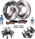 Detroit Axle - RWD Front Disc Brake Rotors Ceramic Brake Pads Wheel Bearing Hubs Replacement for 2006-2008 Dodge Ram 1500 2500 3500 4.7L 5.7L