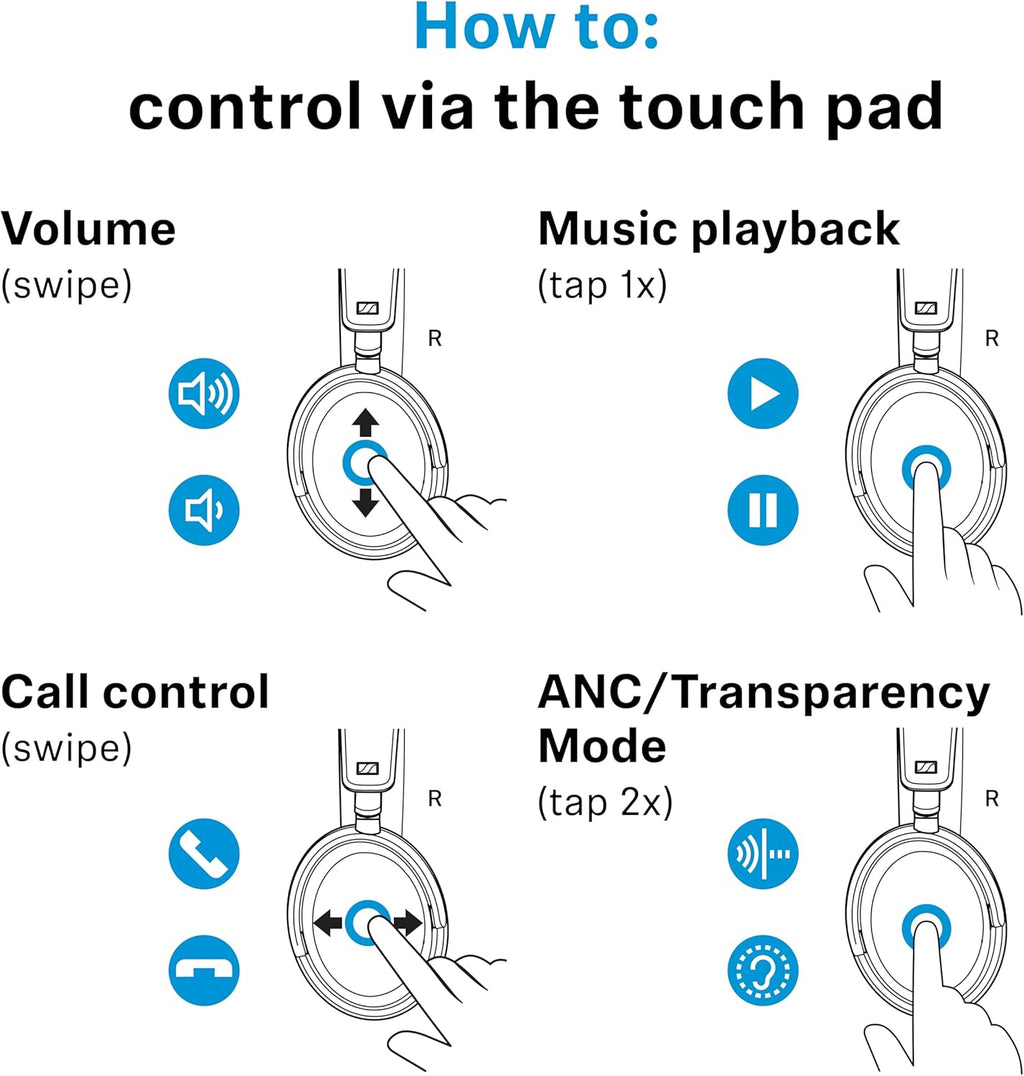 Sennheiser ACCENTUM Plus Wireless Bluetooth Headphones Noise Cancelling - Quick-Charge Feature, Up to 50HR Playtime, Adaptive Hybrid ANC, Bluetooth Over Ear Headphones for Traveling, School, Black