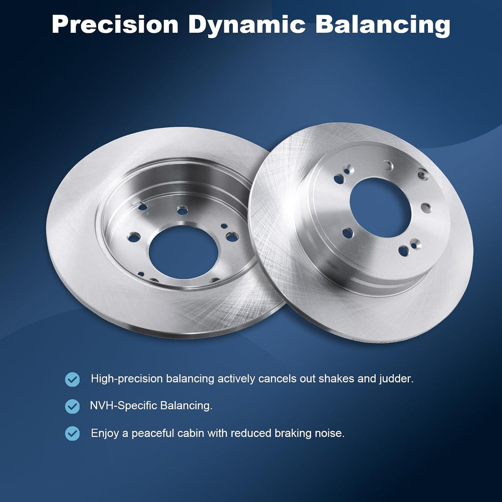 Front & Rear Disc Brake Rotors & Ceramic Brake Pads Kit Fit for Hyundai 2011-2015 Sonata, for Kia 2011-2015 Optima, 31427 31424 D1444 D1445