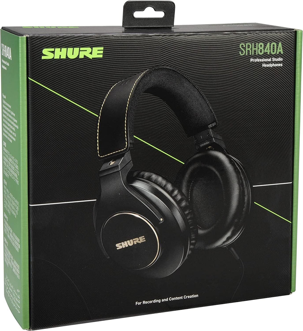 Shure SRH840A Over-Ear Wired Headphones Bundle with RMCH1-UNI Communication Cable with Mic and 3-button Control, for Critical Listening & Monitoring, Adjustable & Collapsible Design - 2022 Version