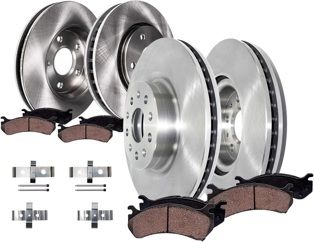 Detroit Axle - 8pc Brake Kit for 2014 Cadillac CTS [V; Sedan], Brakes Rotors Ceramic Brake Pads Replacement : 13.58' inch Front and 14.37' inch Rear Rotors