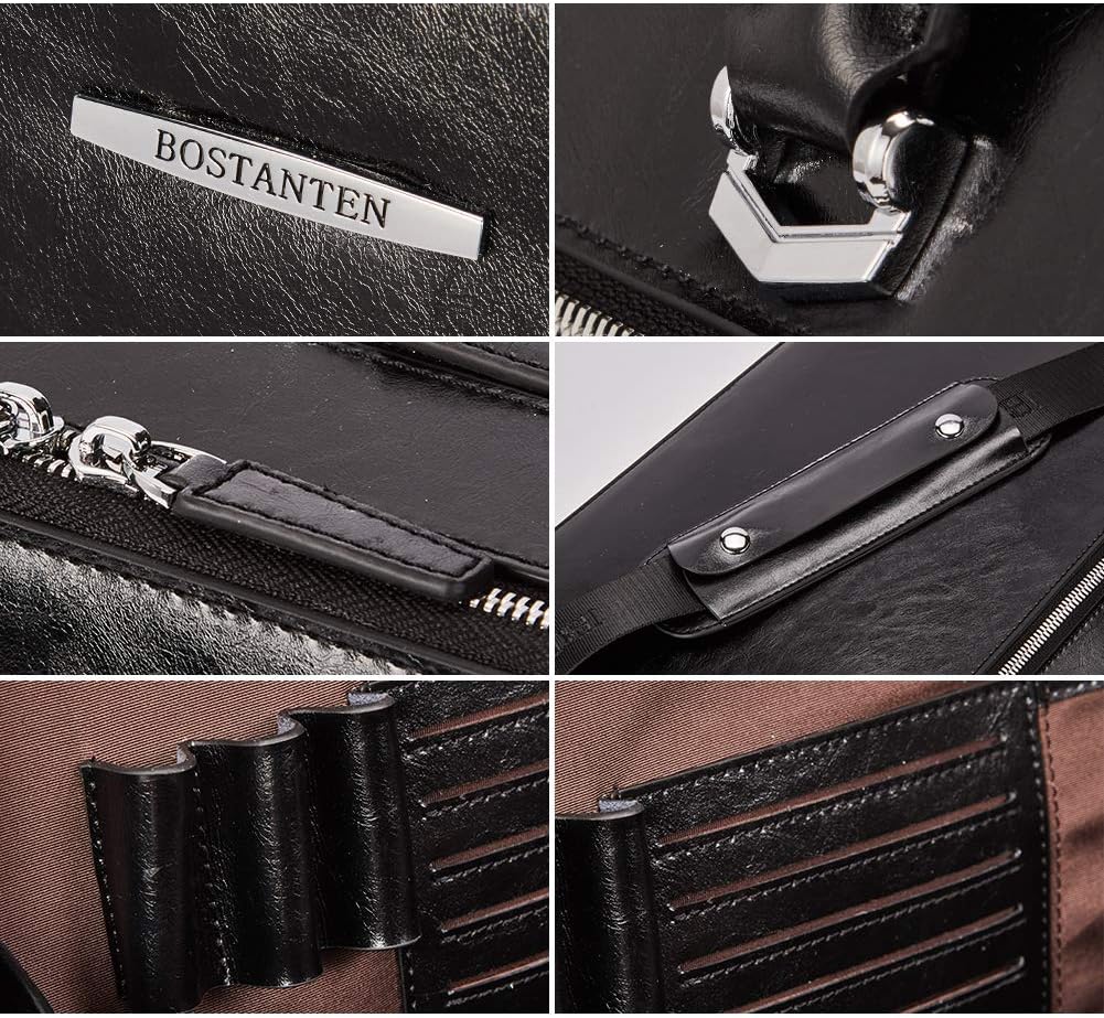 BOSTANTEN Briefcases for Men Messenger Bag Genuine Leather Laptop Bag 15.6 inch Office Work Tote for Buisness Travel