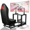 RACGTING Aluminum Racing Simulator Cockpit with TV Mount, Foldable Sim Racing Cockpit with Leather Seat, Ultra-Stable 180kg Load, Fits Logitech, Thrustmaster, Fanatec & MOZA Wheels