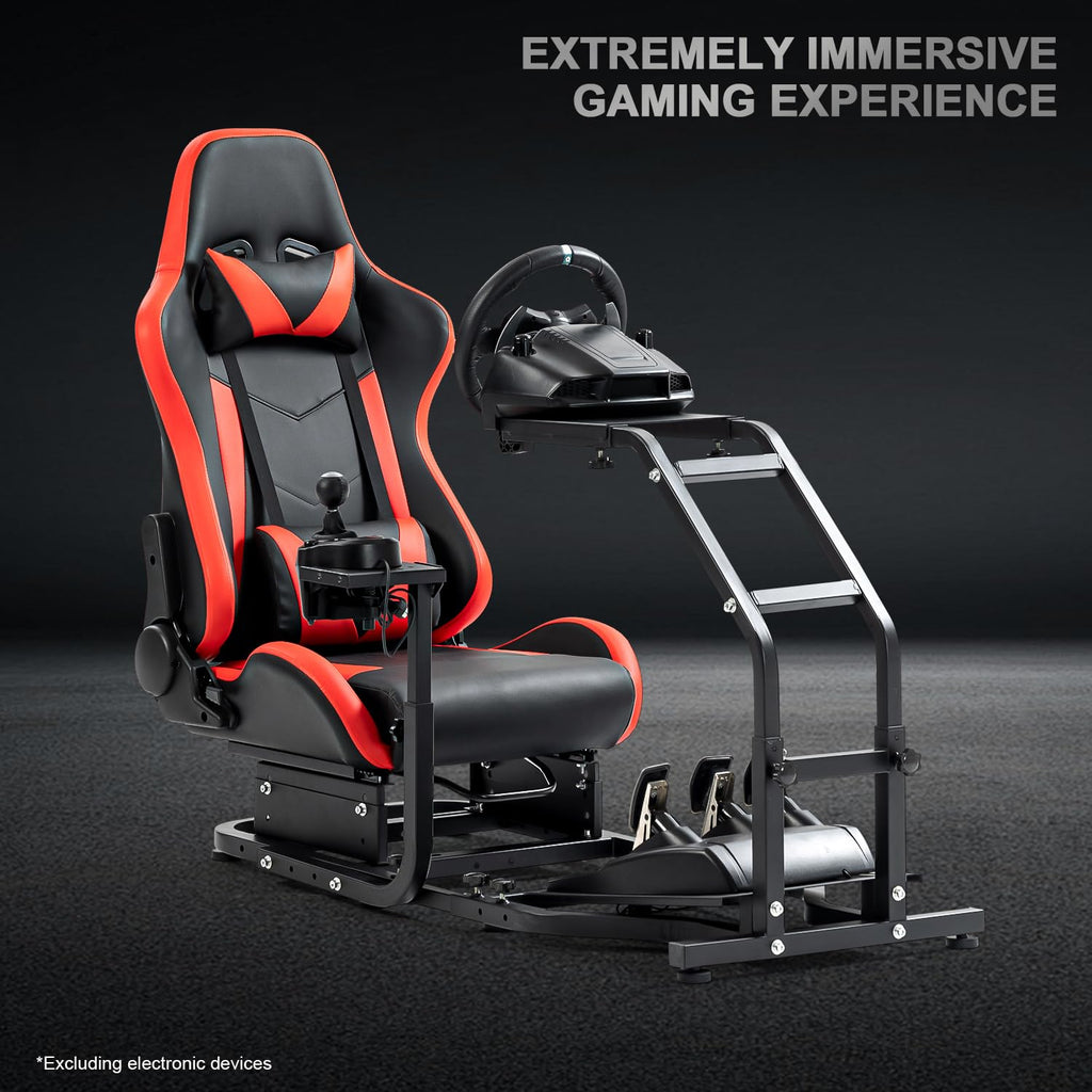Supllueer Racing Simulator Cockpit with Gaming Seat Fit for Logitech G29 G920 G923, for Thrustmaster T248 T300RS TX F458 T128,for Fanatec,Adjustable Race Game Sim Stand No Steering Wheel Pedal Shifter