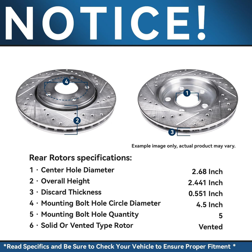 Detroit Axle - Brake Kit for INFINITI JX35 QX60 Nissan Pathfinder Murano, Drilled and Slotted Disc Brakes Rotors Ceramic Brake Pads Replacement : 12.60' inch Front and 12.13' inch Rear Rotors