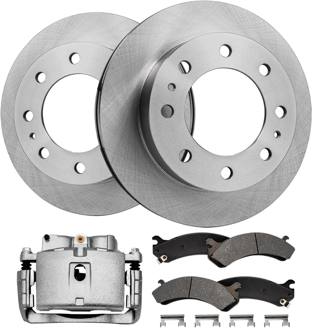 Detroit Axle - Front Brake Kit for 2001-2010 Chevy Silverado 3500 2001-2006 GMC Sierra 3500 2007-2010 Sierra 3500HD Express Savana 3500 4500 Disc Rotors Brake Pads Left Caliper : 12.8 inch Rotor