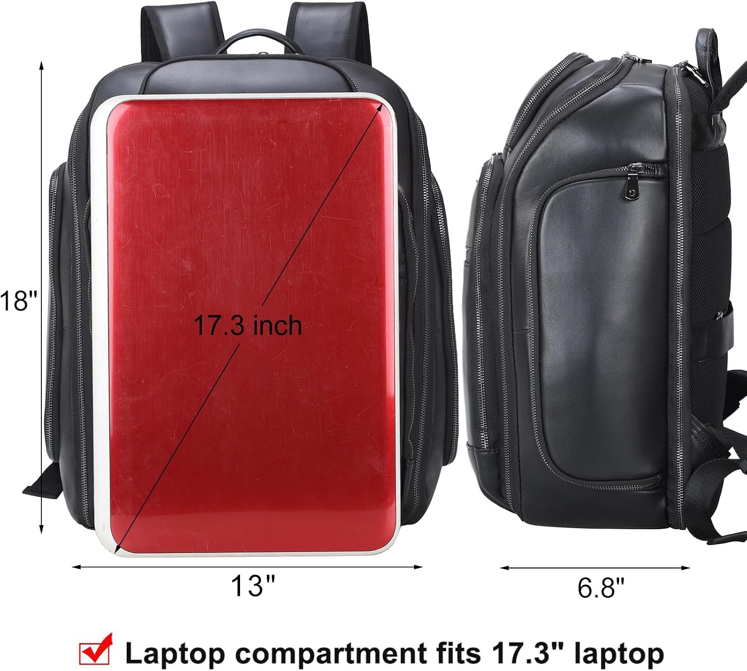 TIDING Genuine Leather Backpack for Men, 17.3 Inch Laptop Bag TSA Friendly Travel Rucksack Hiking Camping Daypack