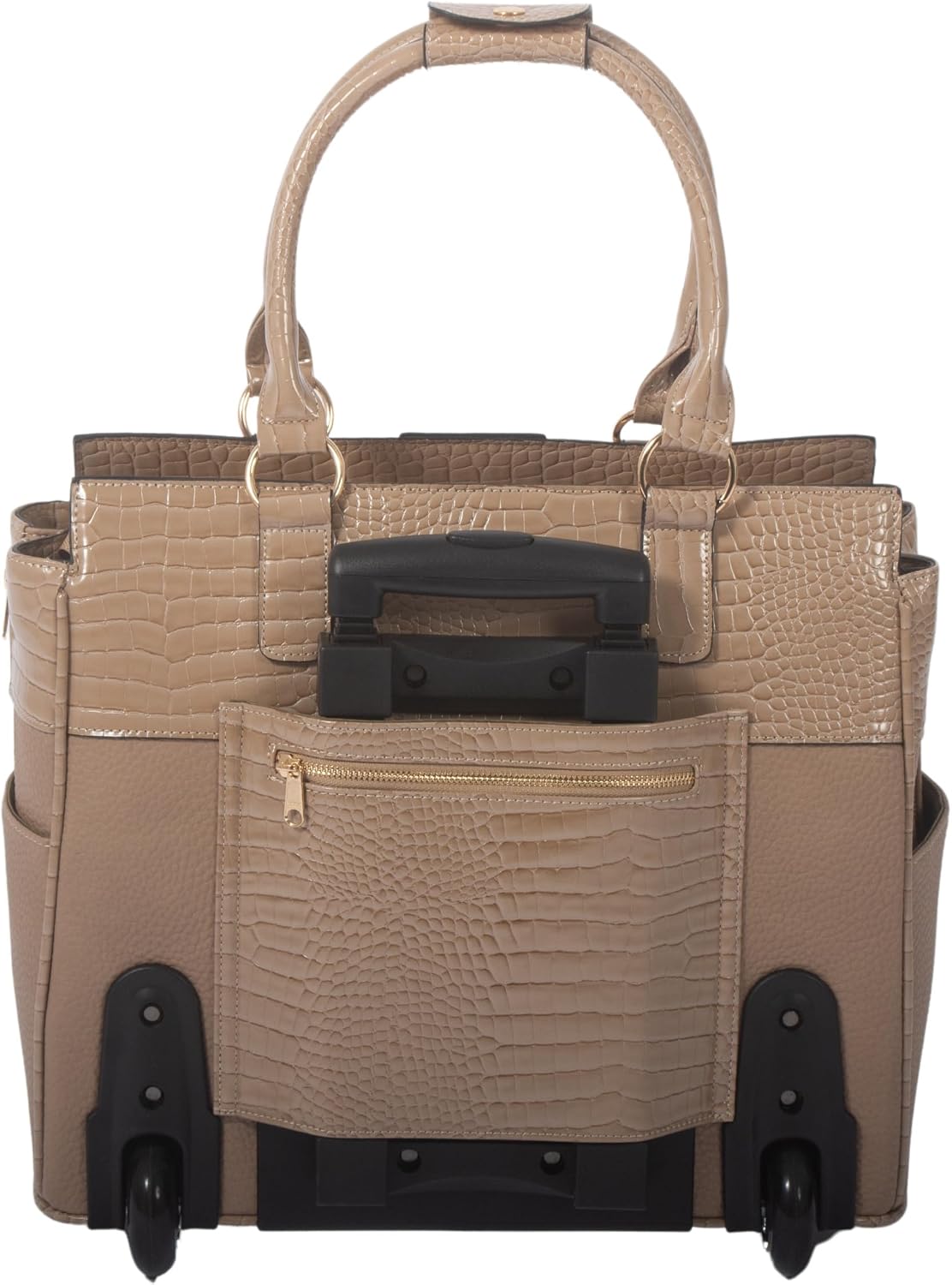 JKM and Company Alligator Compatible With Computer iPad, Laptop Tablet Rolling Tote Bag Briefcase Carryall Bag | Compatible With, Computer, iPad, Laptop, Tablet, Rolling
