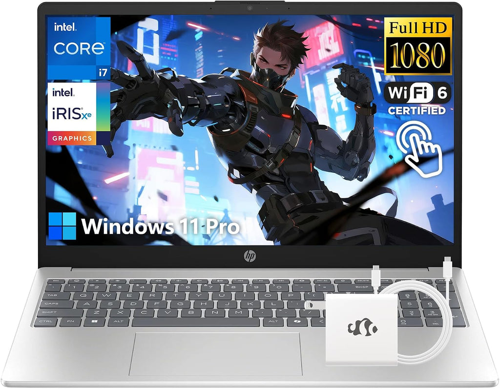 HP 15.6' FHD Touchscreen i7 Laptop, 10-Cores Intel Core i7-1355U(Up to 5GHz Beat Core 7 160U), 32GB RAM 1TB SSD, Intel Iris Xe Graphics, Win 11 pro Wifi6 W/Accessory Computer for Business Gaming