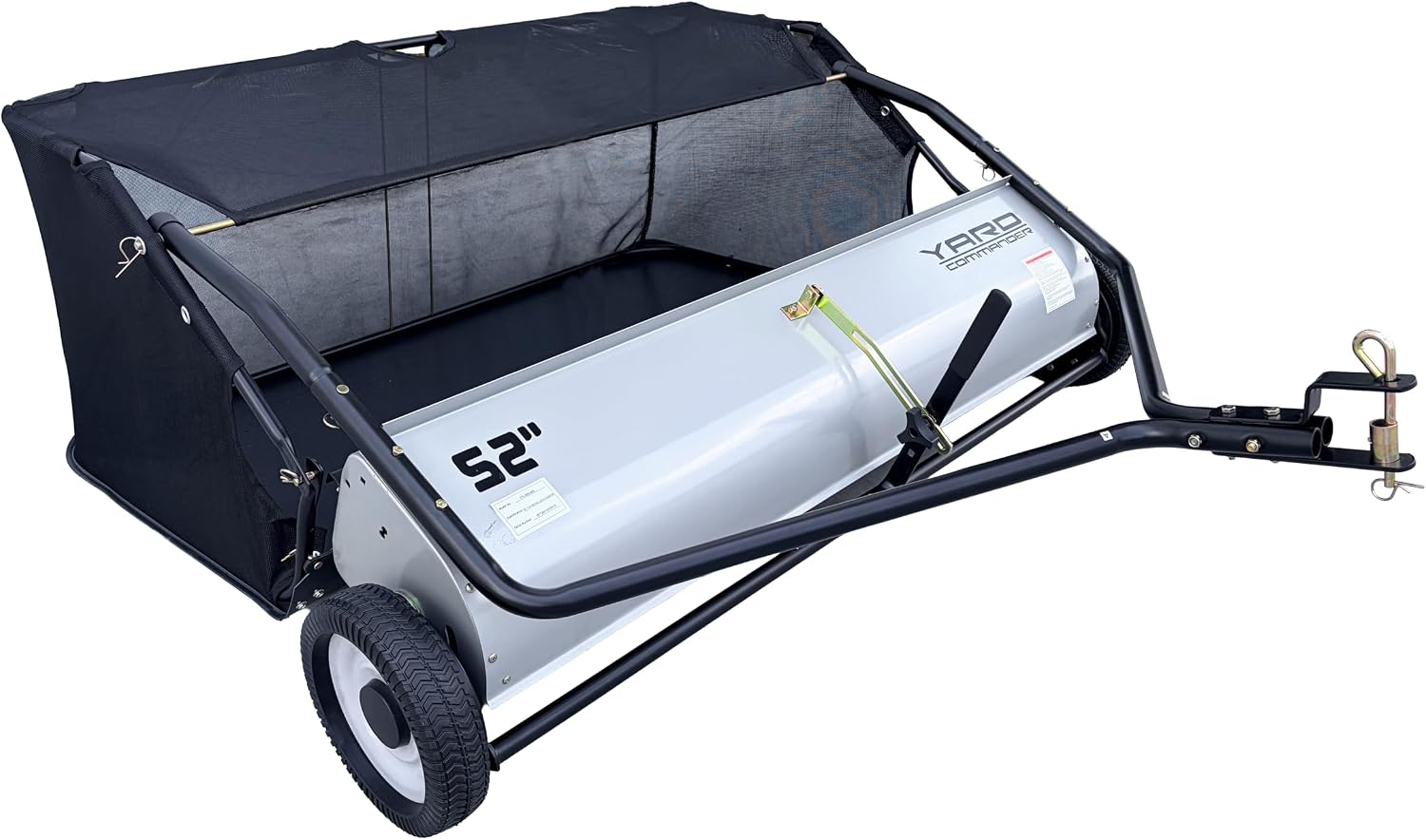 Yard Commander - 52-Inch Tow-Behind Lawn Sweeper, 10' Nylon Brushes, Universal Tractor/ATV Hitch, Never-Flat Wheels, Adjustable Height, 1-Year Warranty, Ideal for Leaves, Grass & Debris