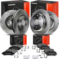 A-Premium Front Vented & Rear Solid Disc Brake Rotors + Ceramic Pads Kit Compatible with Honda and Acura Models - Pilot 2009-2015, MDX 2007-2013, ZDX 2010-2013, 12-PC Set