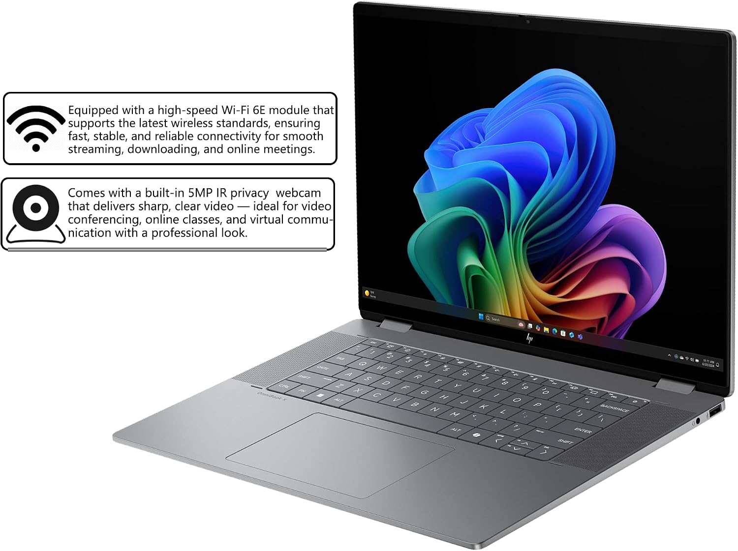 HP OmniBook X Flip AI PC 2-in-1 Laptop | 16' WUXGA Touch (400nits) | AMD 6-core Ryzen AI 5 340 (Up to 50 Tops) | 16GB DDR5 1TB SSD | Backlit 5MP IR Privacy Camera Win11Pro w/DLCA Accessory