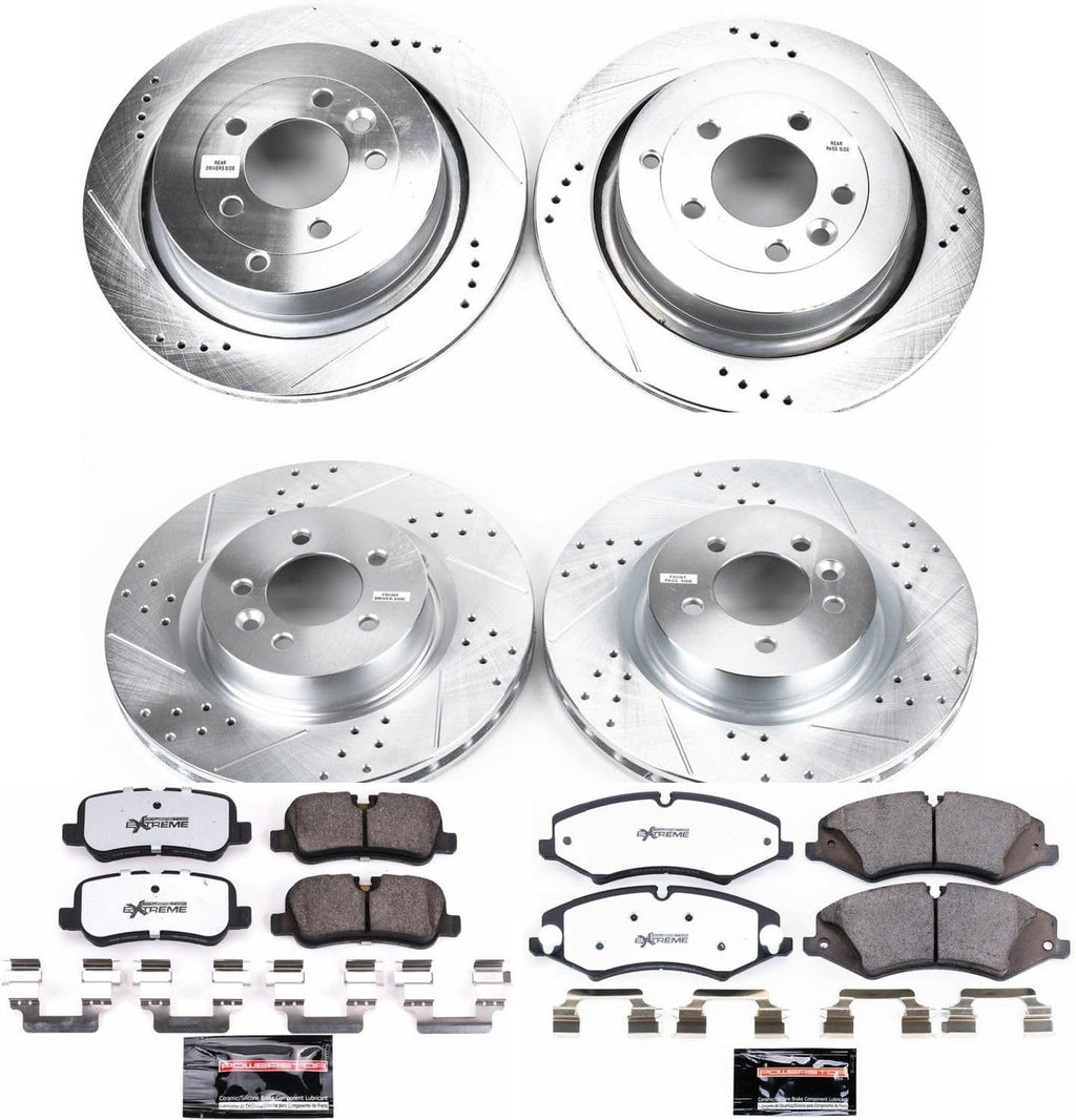 Power Stop Front and Rear Brake Kit For 2010 2011 2012 2013 Land Rover Range Rover Sport - Truck & Tow Carbon Fiber Ceramic Brake Pads & Drilled and Slotted Rotors Replacement, K6227-36