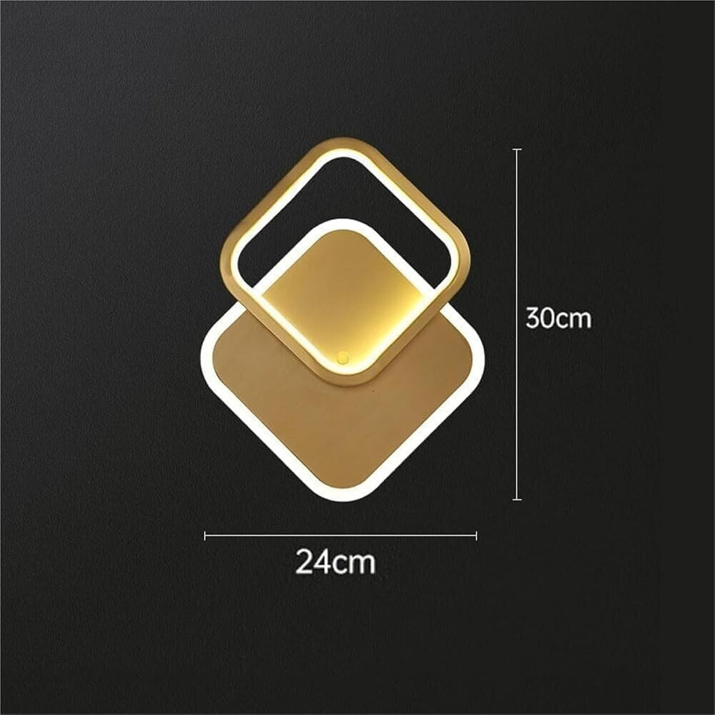 Modern Brass Wall Sconce Dimmable 3 Color Temperature LED Gold Vertical Up Down Wall Light Fixture Luxury Clear Glass Indoor Lighting for Hallway Bathroom Vanity(Square)