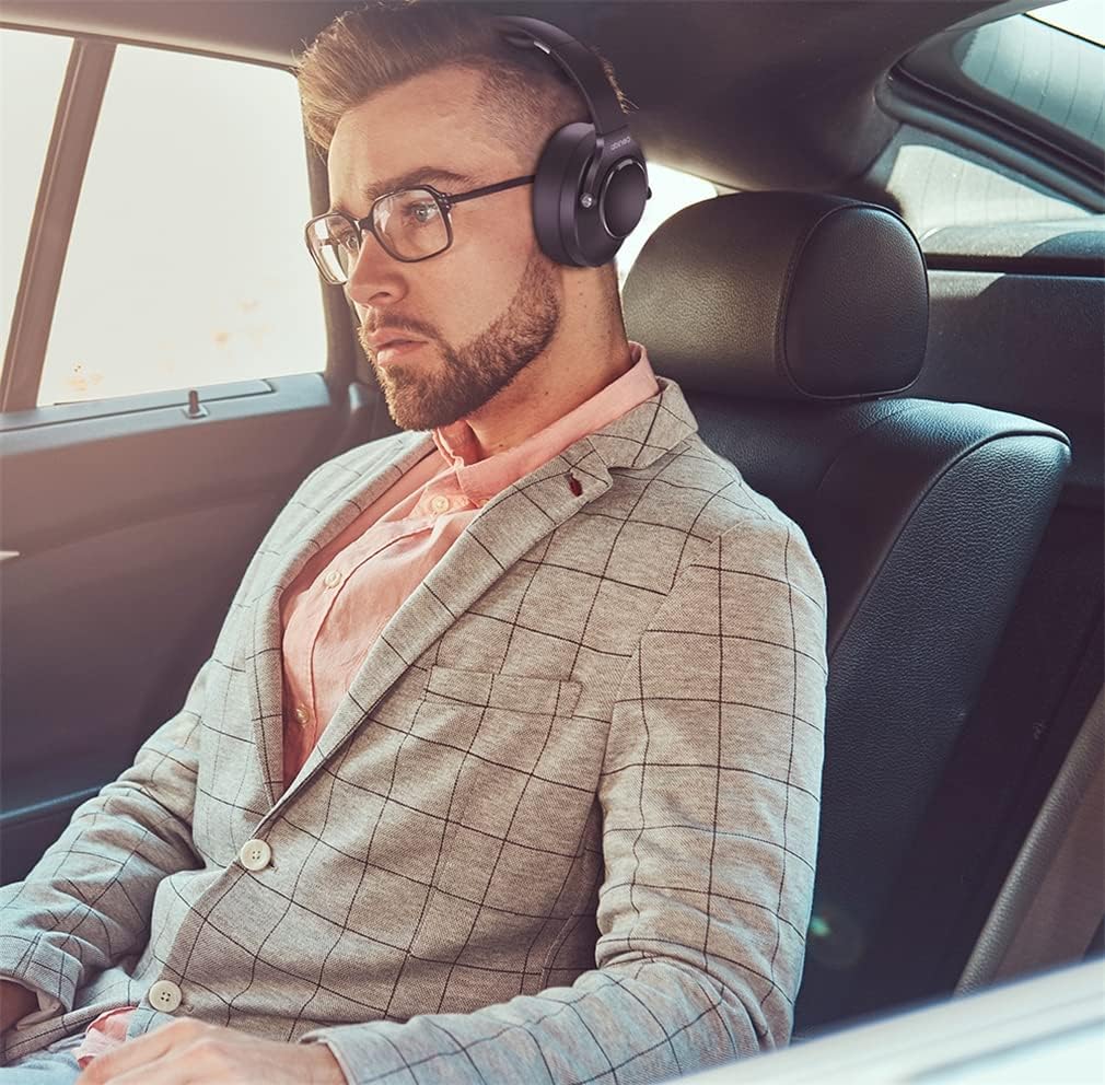 Bluetooth 5.0 Over-Ear Wireless Headphones, ANC Active Noise Cancelling On-Ear Foldable Headsets with Mic, Hi-Res Audio, Deep Bass, for Travel, Home Office