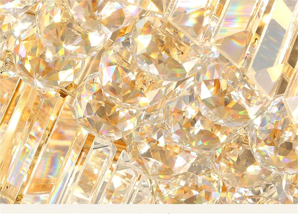 Rectangular Round K9 Crystal Silver Gold Dimmable LED Ceiling Chandelier Lamp Ceiling Lamp for Living Room,Dining Light Fixtures