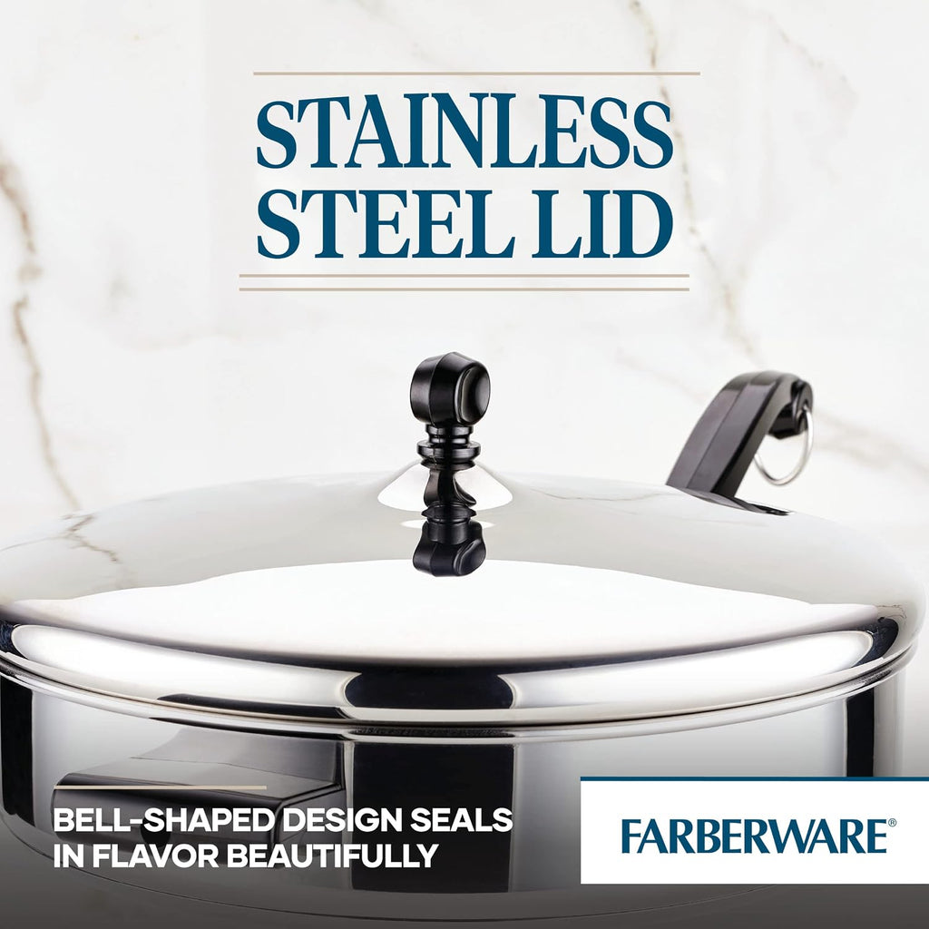 Farberware Classic Saute Pan / Frying Pan / Fry Pan with Lid and Helper Handle - 4.5 Quart, Silver, 50012