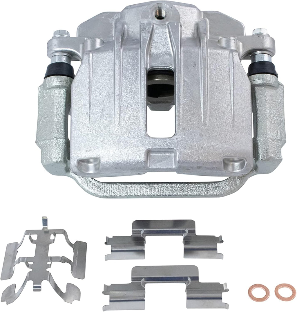 TRQ Performance Rear Brake Pad and Rotor Set Ceramic Coated Slotted Drilled Solid Rotors Calipers Compatible with 99-02 Chevrolet Silverado 1500 GMC Sierra 1500 00-01 Tahoe Yukon 03-05 Astro Safari
