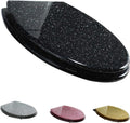 Glitter Soft Close Toilet Seat with Quick Release, 360° Adjustable Hinges, Oval Design, Easy to Install and Clean - Gold/Silver/Black