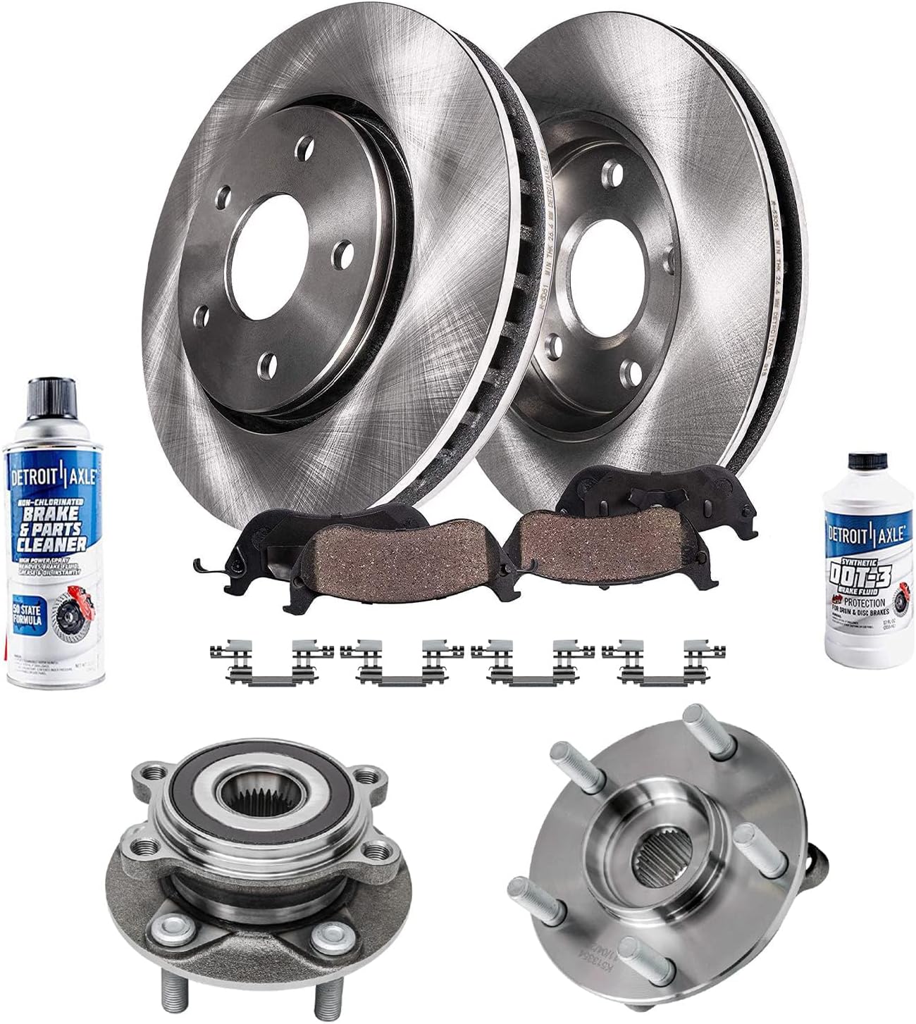 Detroit Axle - Front Brake Kit for 2014 2015 2016 2017 2018 Mazda 3 Sport 2016-2020 CX-3, 11.61'' inch Disc Brake Rotors Ceramic Brake Pads Wheel Bearing Hubs Replacement