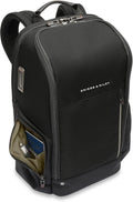 Briggs & Riley Medium Widemouth Backpack - Carry On Travel Backpack for Women & Men, Personal Item Bag, Self-Repairing Zippers, Padded Straps, Fits up to 15.6' Laptop - HTA Collection, Black